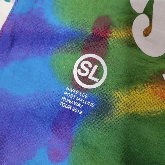 Swae Lee Post Malone Runaway Tour 2019 Tie Dye Bandana, 21x21 - Picture 3 of 6